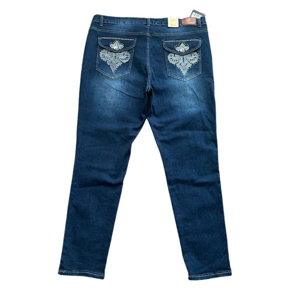 Jack David Fleur-de-Lis Plus Size Skinny Jeans Blue Stretch Denim 24